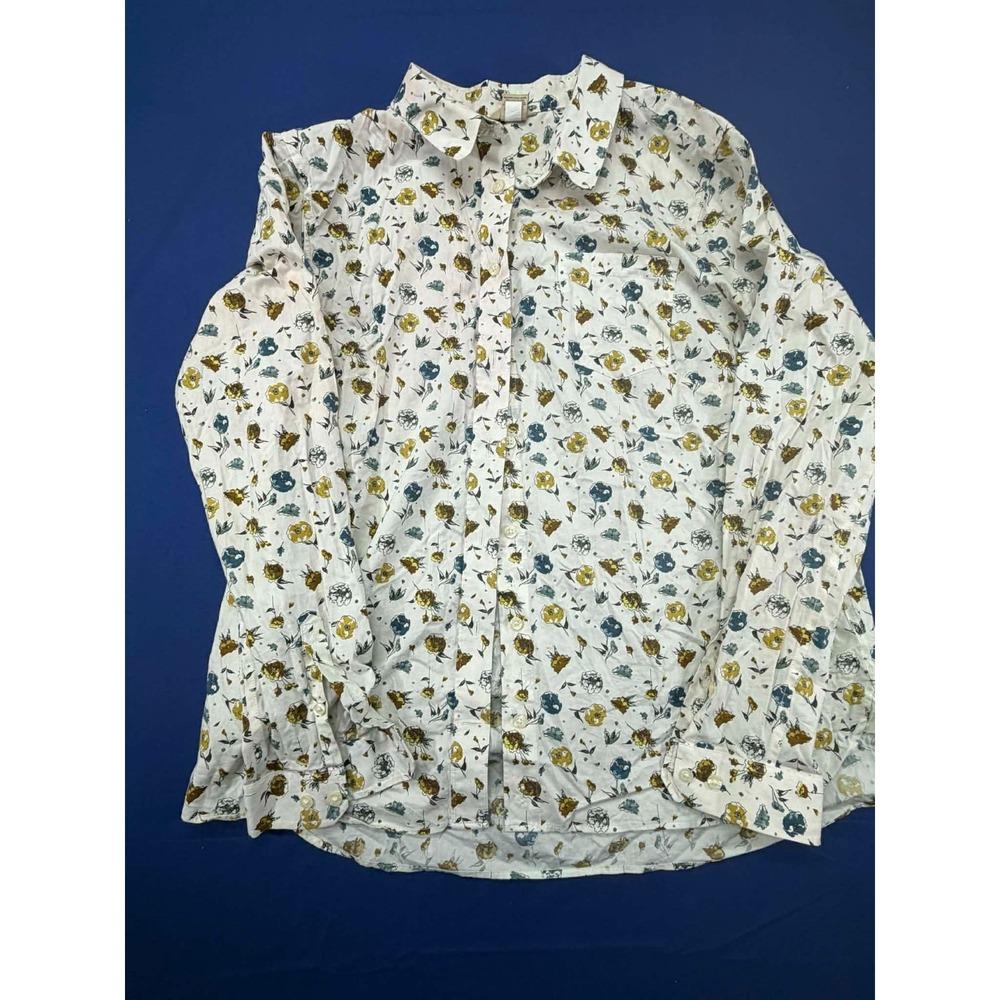 Duluth Trading Button Up Shirt Long Sleeve Flower Pattern Men XL